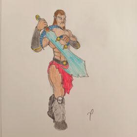 Barbarian character sketch on paper